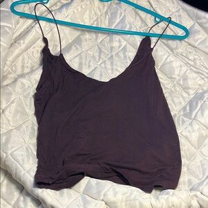 Me to We Dark Plum Spaghetti Strap Crop Camisole